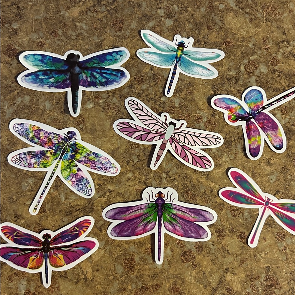 8 dragonfly water bottle stickers